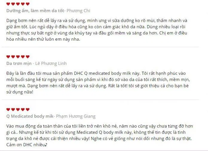 Đánh giá của khách hàng trên trang dhcvietnam.com.vn đánh giá
