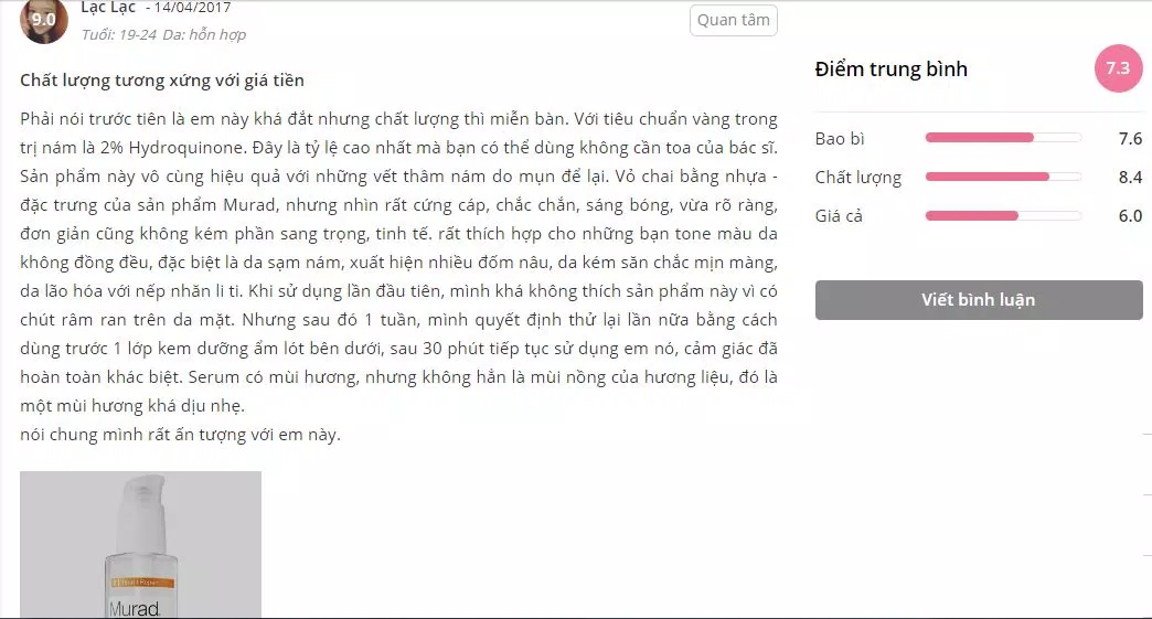 đánh giá đánh giá murad