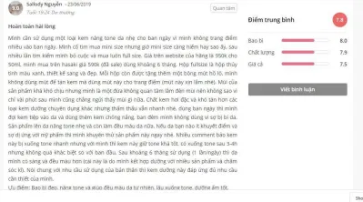 Đánh giá của khách hàng sử dụng sản phẩm trên trang Sheis (nguồn ảnh: BlogAnChoi).
