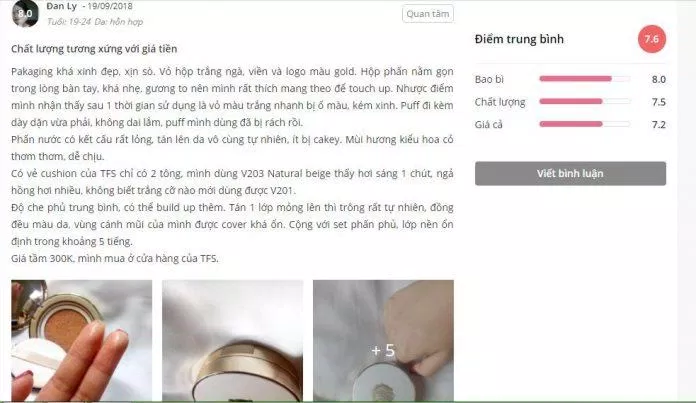 Đánh giá của khách hàng dùng sản phẩm trên trang sheis (nguồn ảnh: BlogAnChoi).