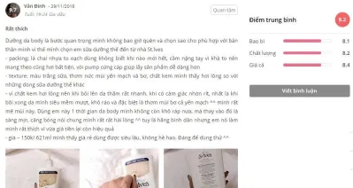 Đánh giá của khách hàng về sản phẩm trên Sheis.vn đánh giá
