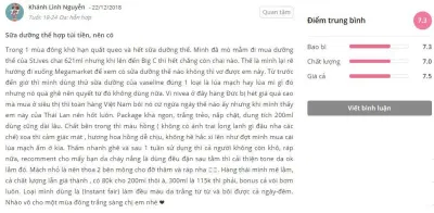 Đánh giá của khách hàng đã sử dụng sản phẩm trên trang Sheis.vn đánh giá