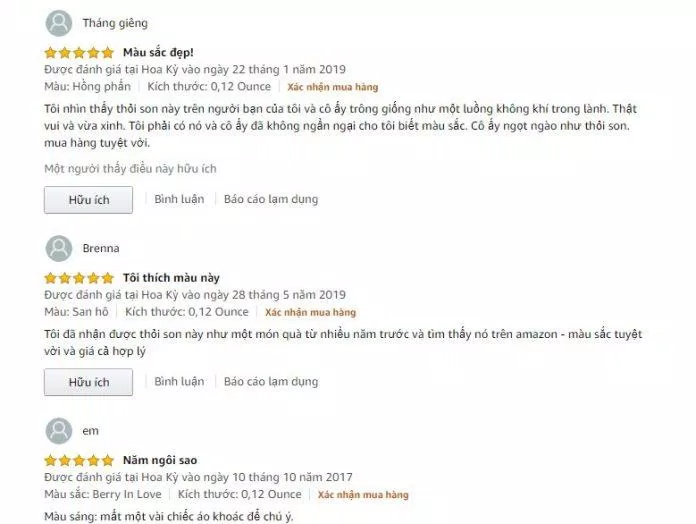 Đánh giá từ khách hàng sử dụng trên trang Amazon Đánh giá từ khách hàng sử dụng trên trang Amazon (Ảnh: Internet)