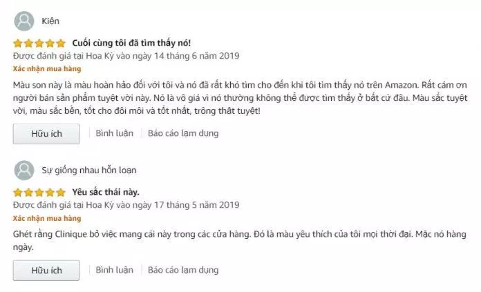 Đánh giá từ khách hàng sử dụng trên trang Amazon Đánh giá từ khách hàng sử dụng trên trang Amazon (Ảnh: Internet)