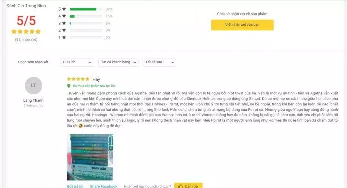 Đánh giá của người đọc trên Tiki về cuốn tiểu thuyết Án Mạng Đêm Giáng Sinh Đánh giá của người đọc trên Tiki về cuốn tiểu thuyết Án Mạng Đêm Giáng Sinh