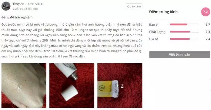 đánh giá kem trị thâm vedette