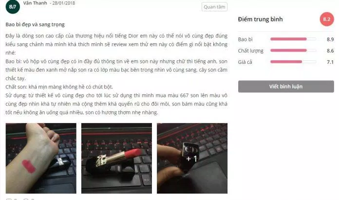 Nhận xét từ một khách hàng sử dụng sản phẩm trên trang Sheis.vn Nhận xét từ một khách hàng sử dụng sản phẩm trên trang Sheis.vn (Ảnh: Internet)