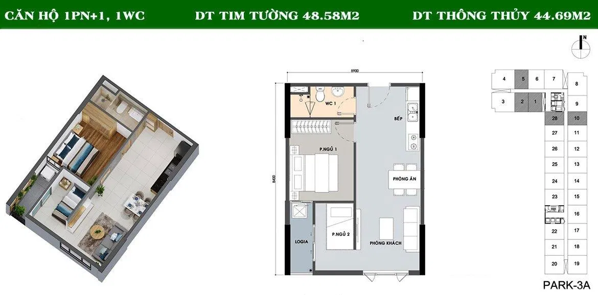ăn hộ 1PN của dự án Picity High Park