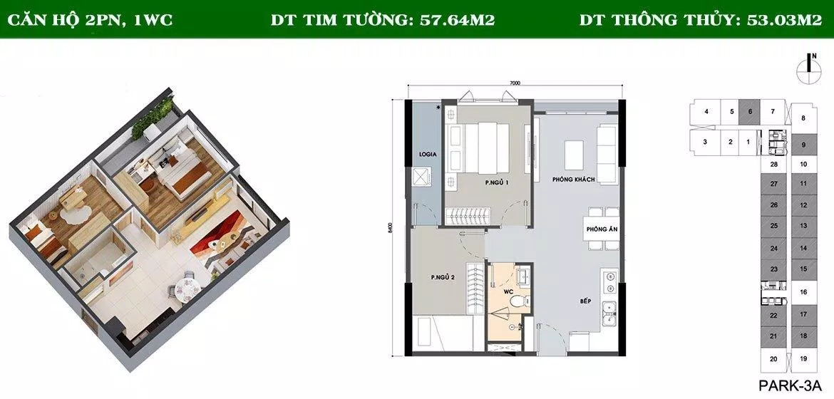  căn hộ 2PN của dự án Picity High Park 