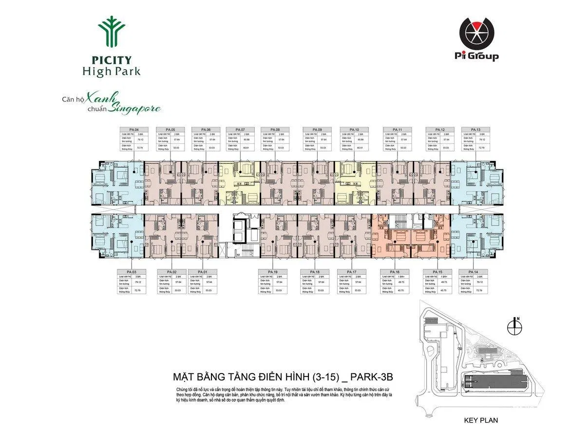 Mặt bằng tầng điển hình Park 3b dự án Picity High Park