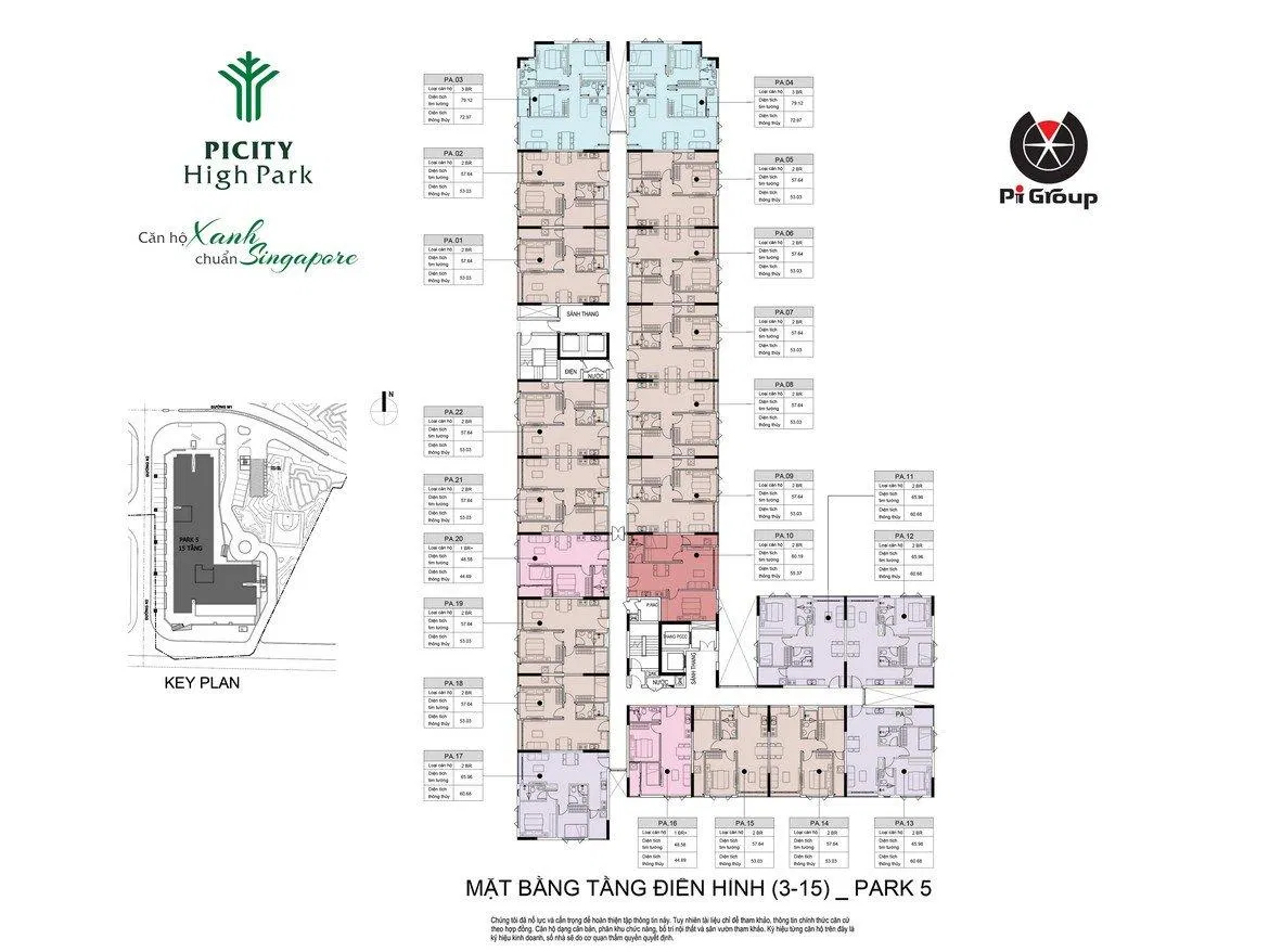 Mặt bằng tầng điển hình Park 5 dự án Picity High Park