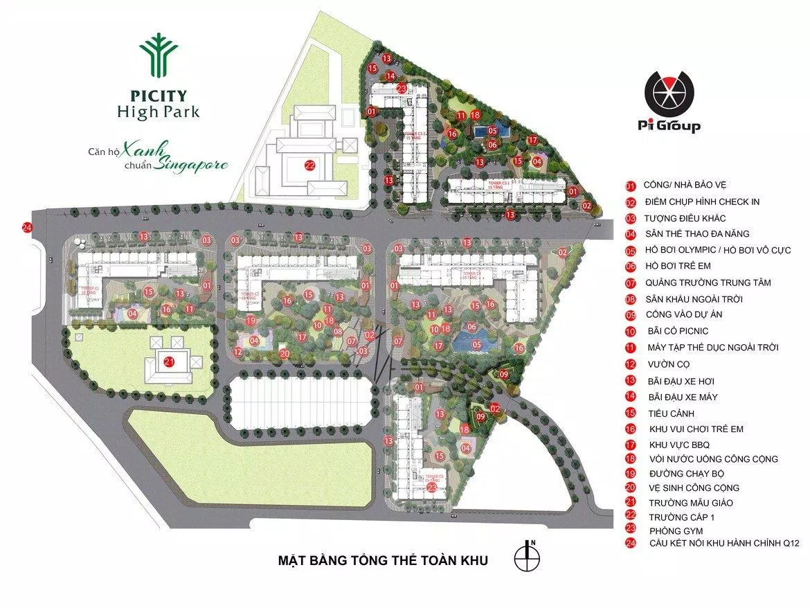 Mặt bằng tổng thể toàn khu Park 3 dự án Picity High Park