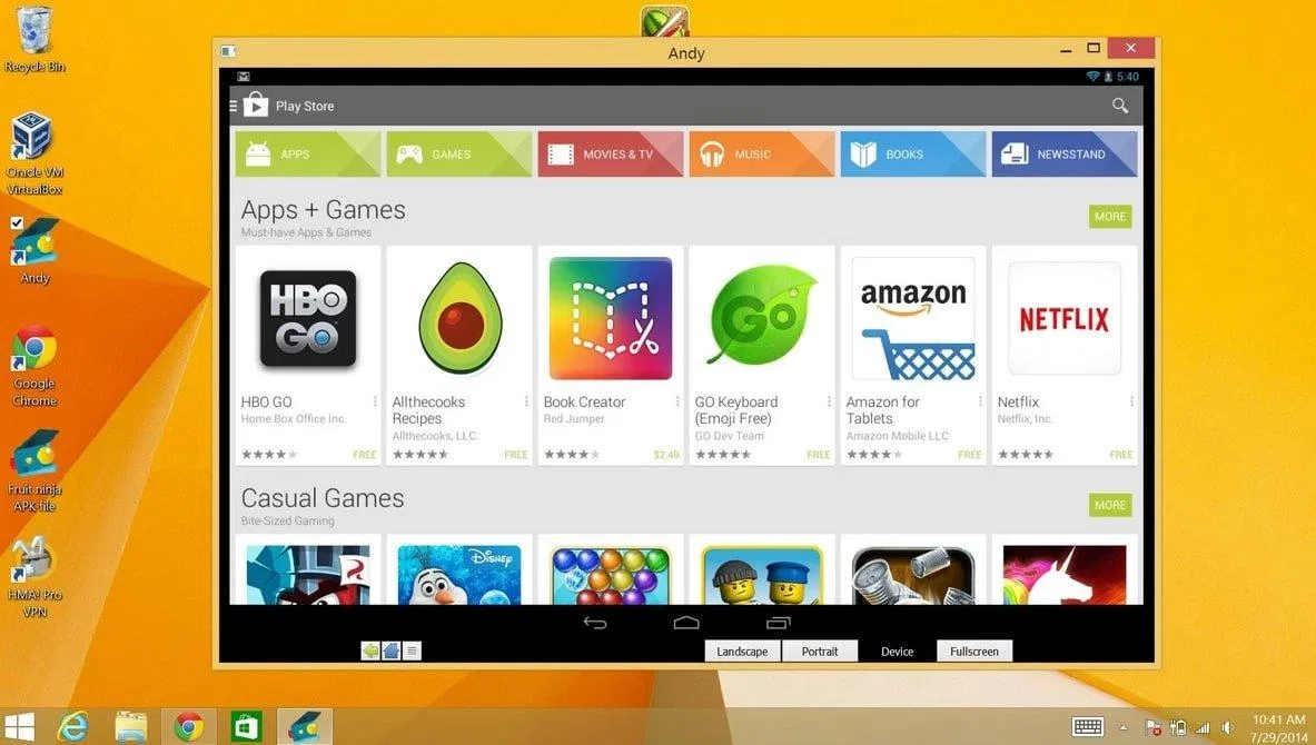 Giao diện mượt mà của Andy OS (Nguồn:Internet).