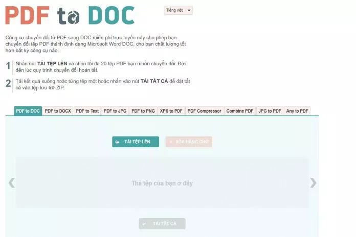 Chọn định dạng file muốn chuyển đổi và tải tệp tin lên. Ảnh: BlogAnChoi