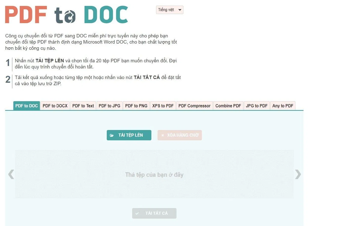 Chọn định dạng file muốn chuyển đổi và tải tệp tin lên. Ảnh: BlogAnChoi