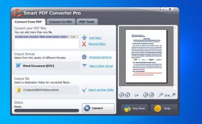 Click chọn Convert để bắt đầu chuyển đổi file PDF. Ảnh:  TinhVe