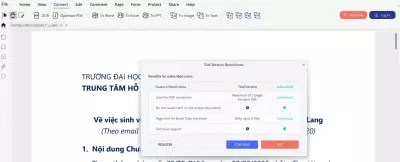 Sau khi mở file. bạn chọn nút Convert trên thanh công cụ, rồi chuyển sang định dạng Word bằng cách nhấn To Word. Ảnh: BlogAnChoi
