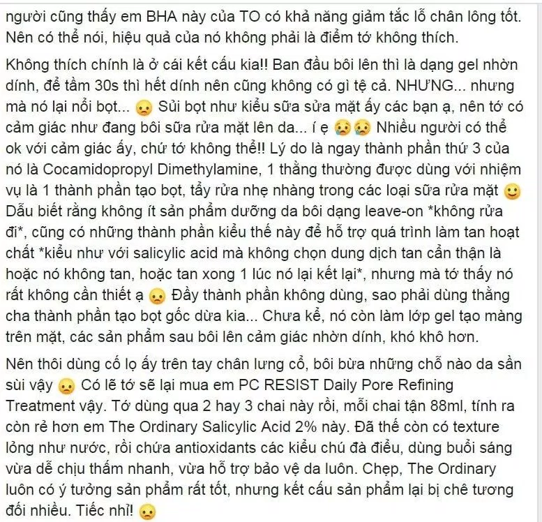 Đánh giá của bạn Angela On Mars trên Facebook. (nguồn: BlogAnChoi)