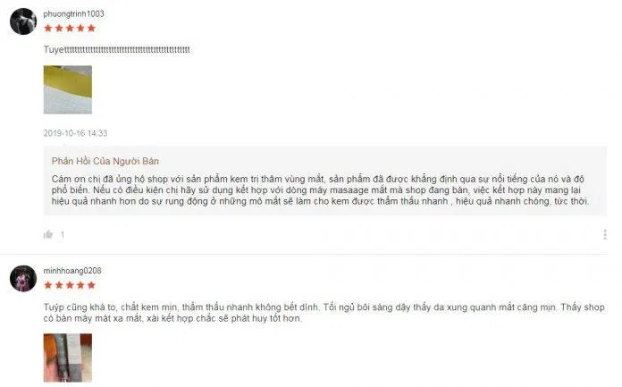 Khách hàng đánh giá về sản phẩm trên Shopee đánh giá