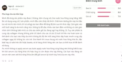 Nhận xét của một khách hàng về sản phẩm trên Sheis.vn đánh giá
