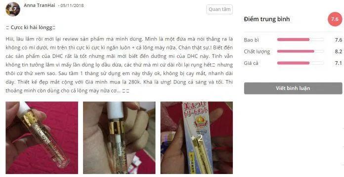 Khách hàng đánh giá về sản phẩm trên Sheis.vn đánh giá