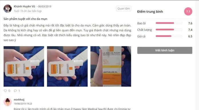 Đánh giá của khách hàng trên trang Sheis. (nguồn: BlogAnChoi)