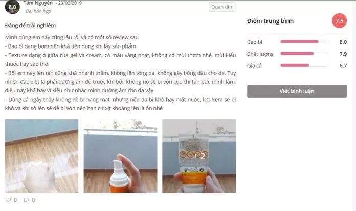 Đánh giá của khách hàng trên trang Sheis. (nguồn: BlogAnChoi)