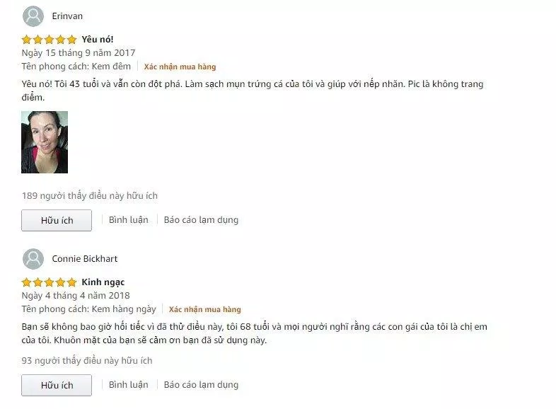 Đánh giá từ khách hàng đã sử dụng sản phẩm trên trang Amazon (Ảnh: BlogAnChoi)