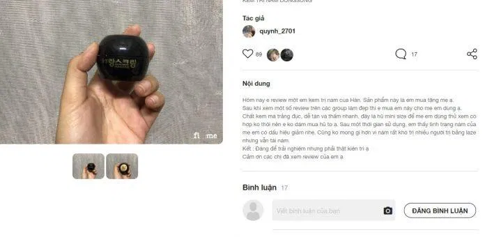 Nhận xét từ khách hàng sử dụng sản phẩm trên trang Fime.vn Nhận xét từ một khách hàng sử dụng sản phẩm trên trang Fime.vn (Ảnh: BlogAnChoi)