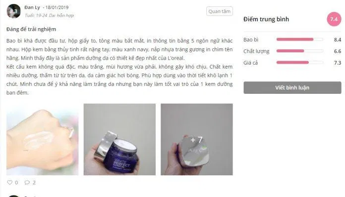 Nhận xét từ một khách hàng đã sử dụng sản phẩm trên trang Sheis.vn Nhận xét từ một khách hàng đã sử dụng sản phẩm trên trang Sheis.vn (Ảnh: BlogAnChoi)