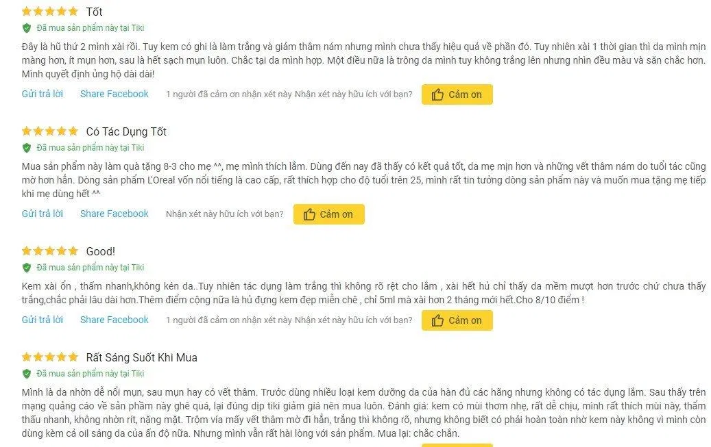 Đánh giá từ khách hàng sử dụng sản phẩm trên trang Tiki Đánh giá từ khách hàng sử dụng sản phẩm trên trang Tiki (Ảnh: BlogAnChoi)