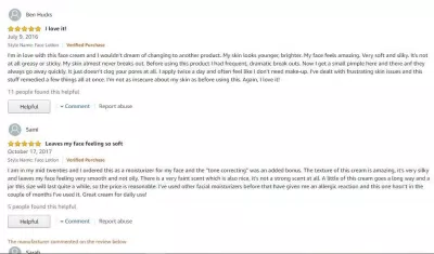 Đánh giá tích cực từ khách hàng sử dụng kem trị nám Olay trên trang Amazon (Ảnh: BlogAnChoi)