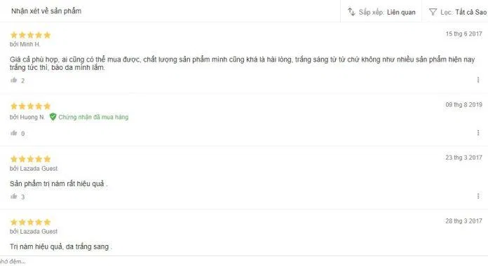 Đánh giá từ khách hàng sử dụng sản phẩm trên trang Lazada Đánh giá từ khách hàng sử dụng sản phẩm trên trang Lazada (Ảnh: BlogAnChoi)