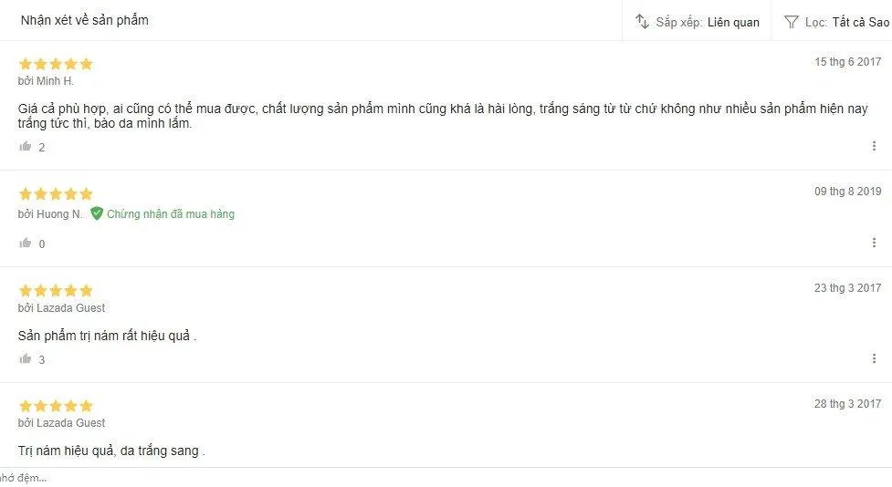Đánh giá từ khách hàng sử dụng sản phẩm trên trang Lazada Đánh giá từ khách hàng sử dụng sản phẩm trên trang Lazada (Ảnh: BlogAnChoi)