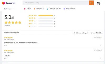Đánh giá của khách hàng sử dụng sản phẩm trên trang Lazada (nguồn ảnh: BlogAnChoi).