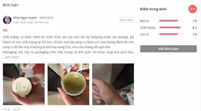 Nhận xét từ một khách hàng đã sử dụng sản phẩm trên trang Sheis.vn (Ảnh: BlogAnChoi)