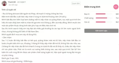 Đánh giá của khách hàng đã sử dụng sản phẩm Roc Retinol Correxion Eye Cream trên trang Sheis.vn đánh giá
