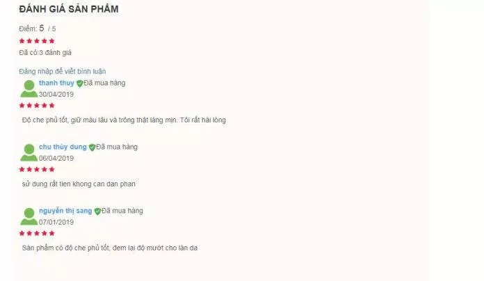 Đánh giá của khách hàng sử dụng sản phẩm trên trang Simebeauty (nguồn ảnh: BlogAnChoi).
