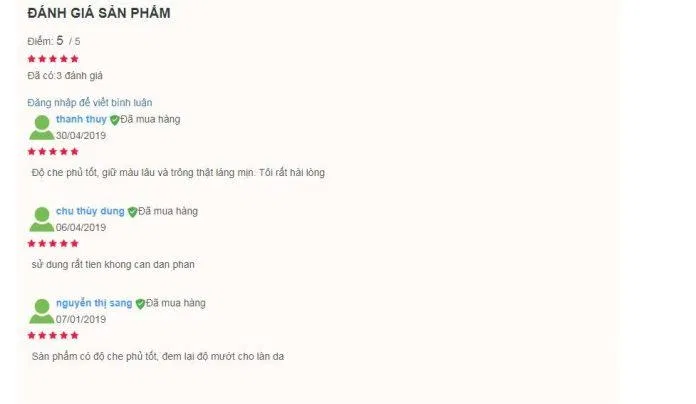 Đánh giá của khách hàng sử dụng sản phẩm trên trang Simebeauty (nguồn ảnh: BlogAnChoi).