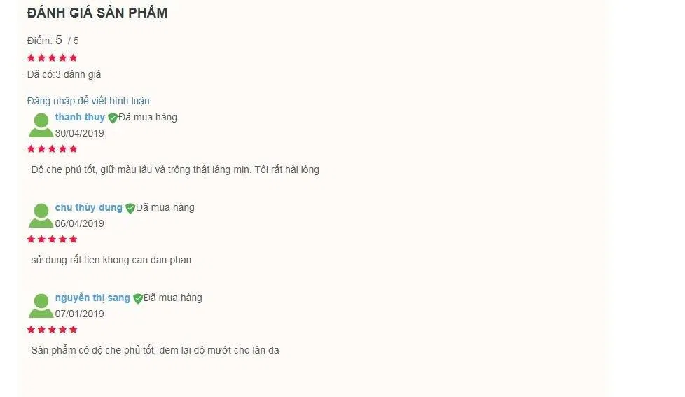 Đánh giá của khách hàng sử dụng sản phẩm trên trang Simebeauty (nguồn ảnh: BlogAnChoi).