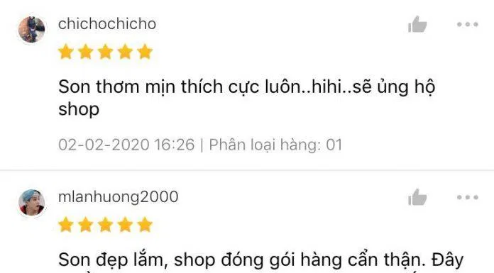 Đánh giá của khách hàng trên Shopee (nguồn: Internet).