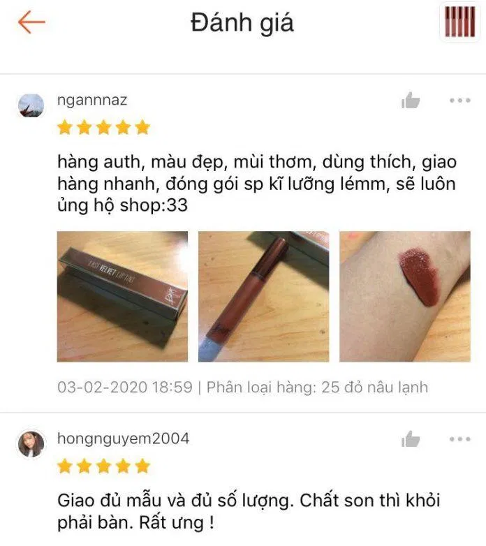 Đánh giá của khách hàng trên Shopee (nguồn: Internet).