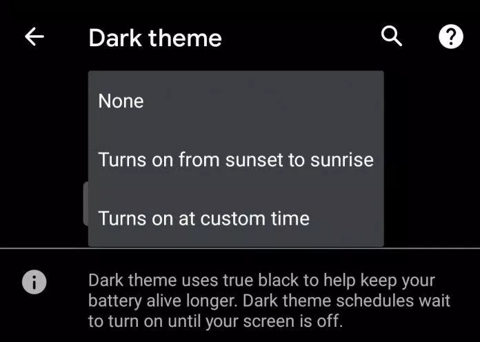Dark Mode trên Android 11 có thể tự tắt hoặc bật. Ảnh: internet