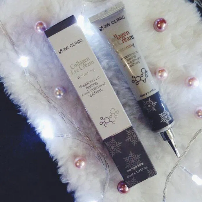 Kem dưỡng mắt 3W Clinic Collagen Whitening Eye Cream với thành phần chứa Niacinamide giúp loại bỏ quầng thâm và nếp nhăn hiệu quả kem mắt 3w