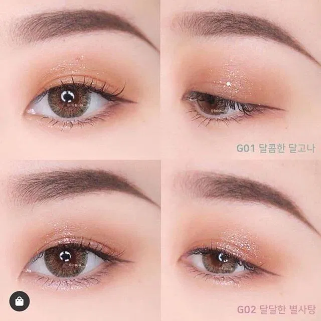Nhũ mắt Black Rouge Pearlvely I Glitte để lại một lớp nhũ mỏng nhẹ trên mắt Nhũ mắt Black Rouge Pearlvely I Glitte để lại một lớp nhũ mỏng nhẹ trên mắt (Ảnh: Internet)