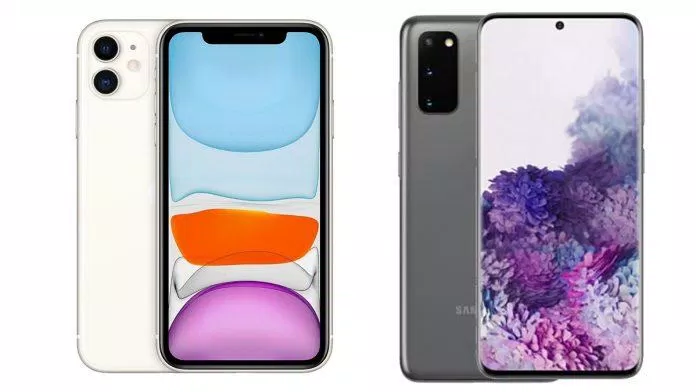 Cụm camera sau của iPhone 11 và Galaxy S20. Ảnh: internet