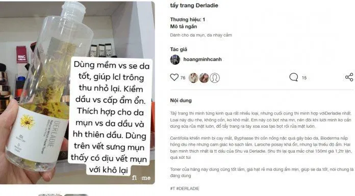 tẩy trang derladie