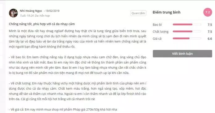 Đến từ thương hiệu dược mỹ phẩm Vichy nổi tiếng lành tính, nàng không cần lo lắng về chất lượng rồi nhé. (Ảnh: BlogAnChoi)