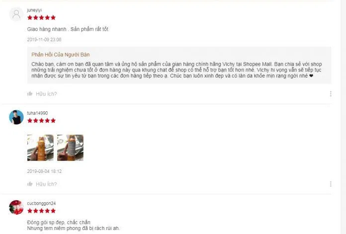 Review đánh giá của khách hàng xịt chống nắng toàn thân Vichy tại Shopee. (Ảnh: BlogAnChoi) Review đánh giá của khách hàng xịt chống nắng toàn thân Vichy tại Shopee. (Ảnh: BlogAnChoi)