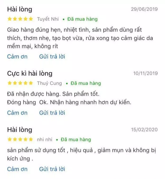Review của khách hàng đã sử dụng Caryophy Portulaca Cleansing Foam trên Tiki (nguồn: Internet) 